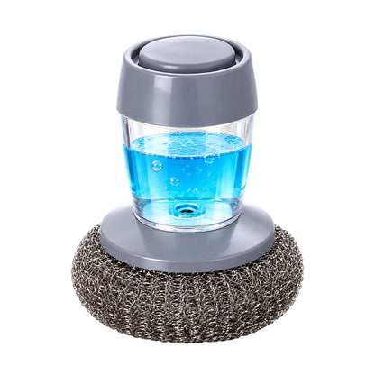 2-in-1 Soap Dispensing Steel Scrubber for Tough Grease & Burnt-On Food
