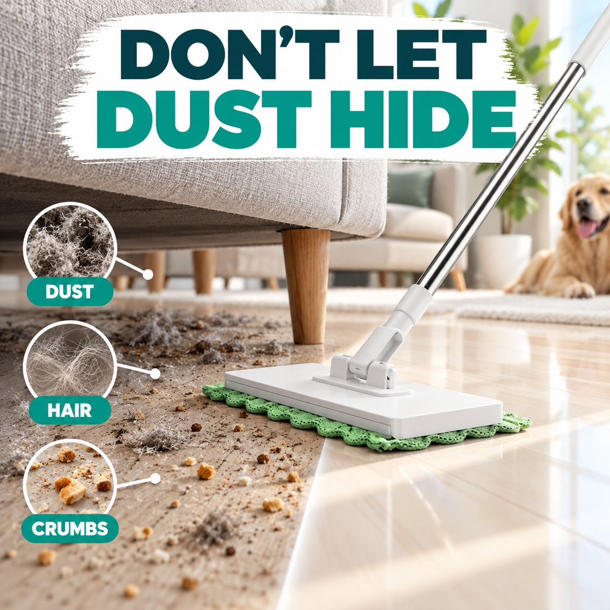 Whole-Home Cleaning Made Easy — Reusable Cloth Flat Mop