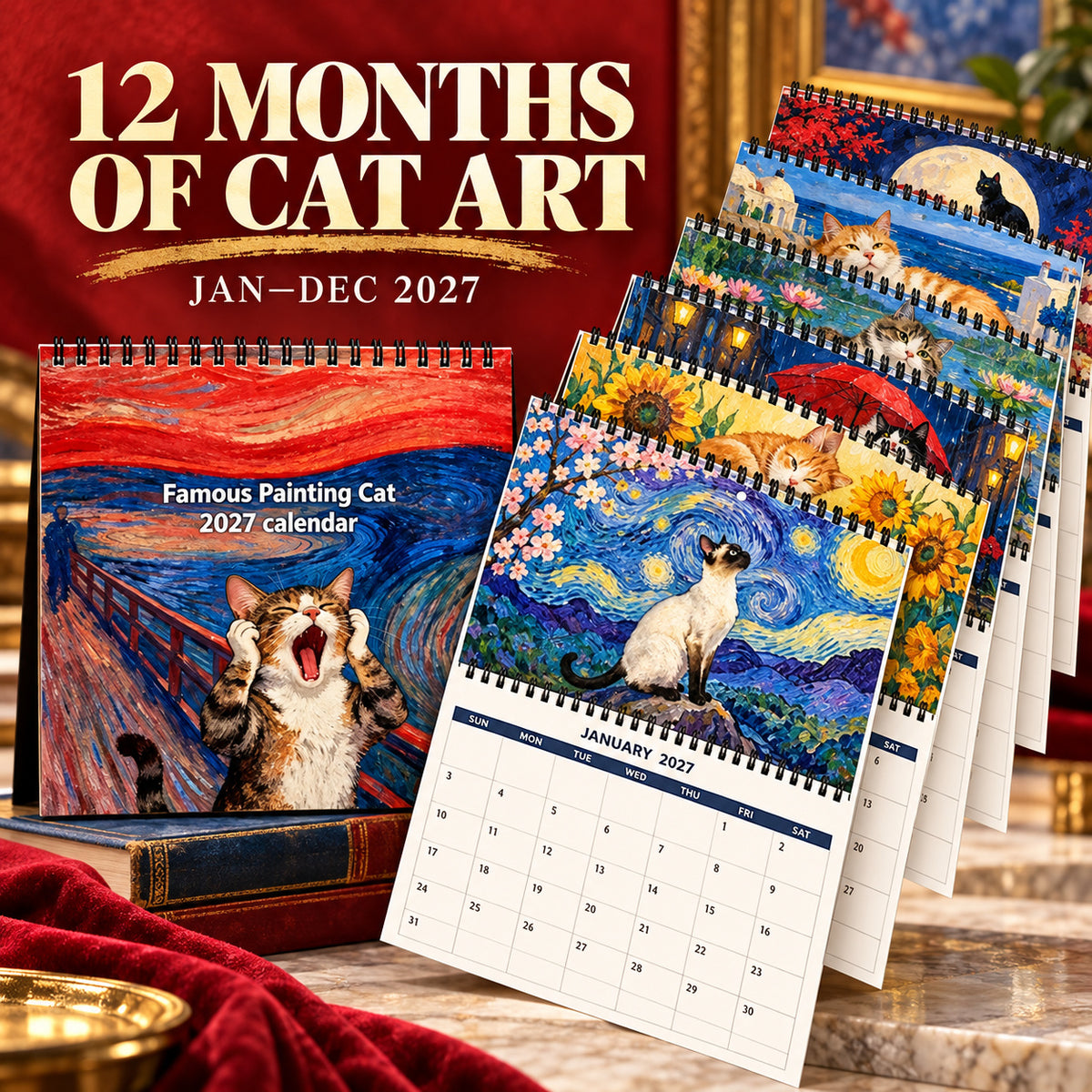 Gift More Daily Smiles 🎁😹 2027 Cat Art Calendar