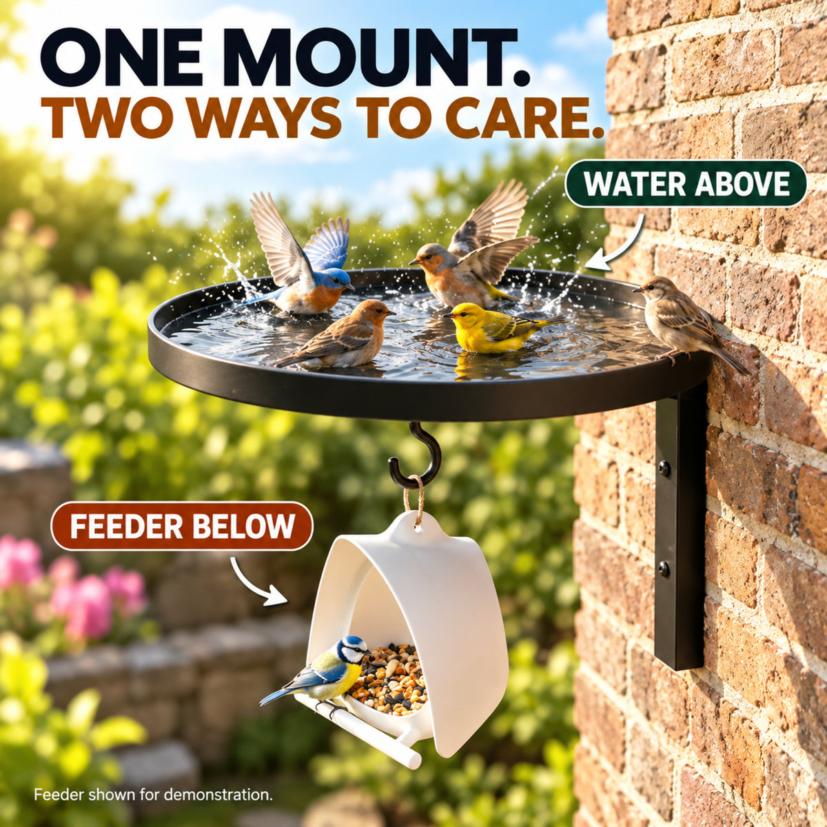 2-in-1 Wall-Mounted Bird Bath & Feeder Hook