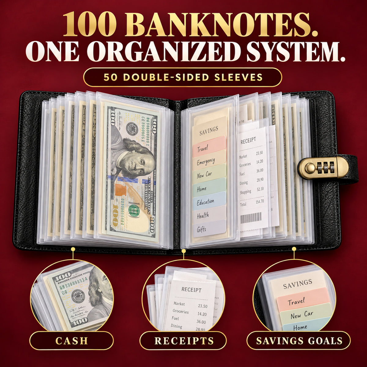 Start Saving Smarter 🔒💵 Password-Lock Cash Savings Binder