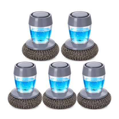 2-in-1 Soap Dispensing Steel Scrubber for Tough Grease & Burnt-On Food