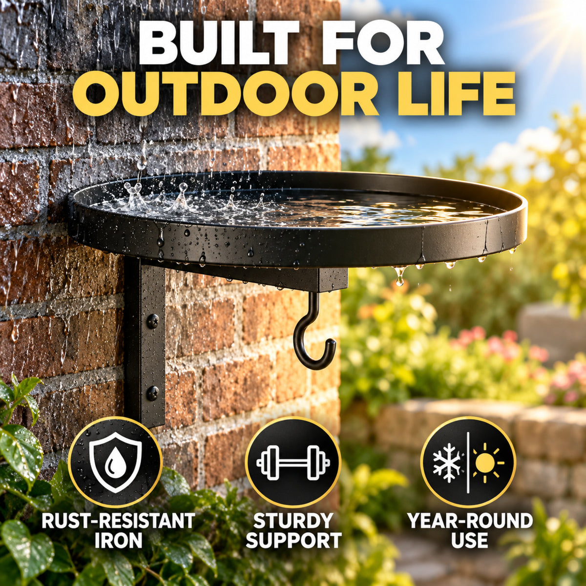 2-in-1 Wall-Mounted Bird Bath & Feeder Hook