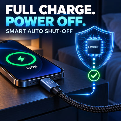 Power Up Faster ⚡🔋 100W Smart Cut-Off 2M Braided USB-C Cable