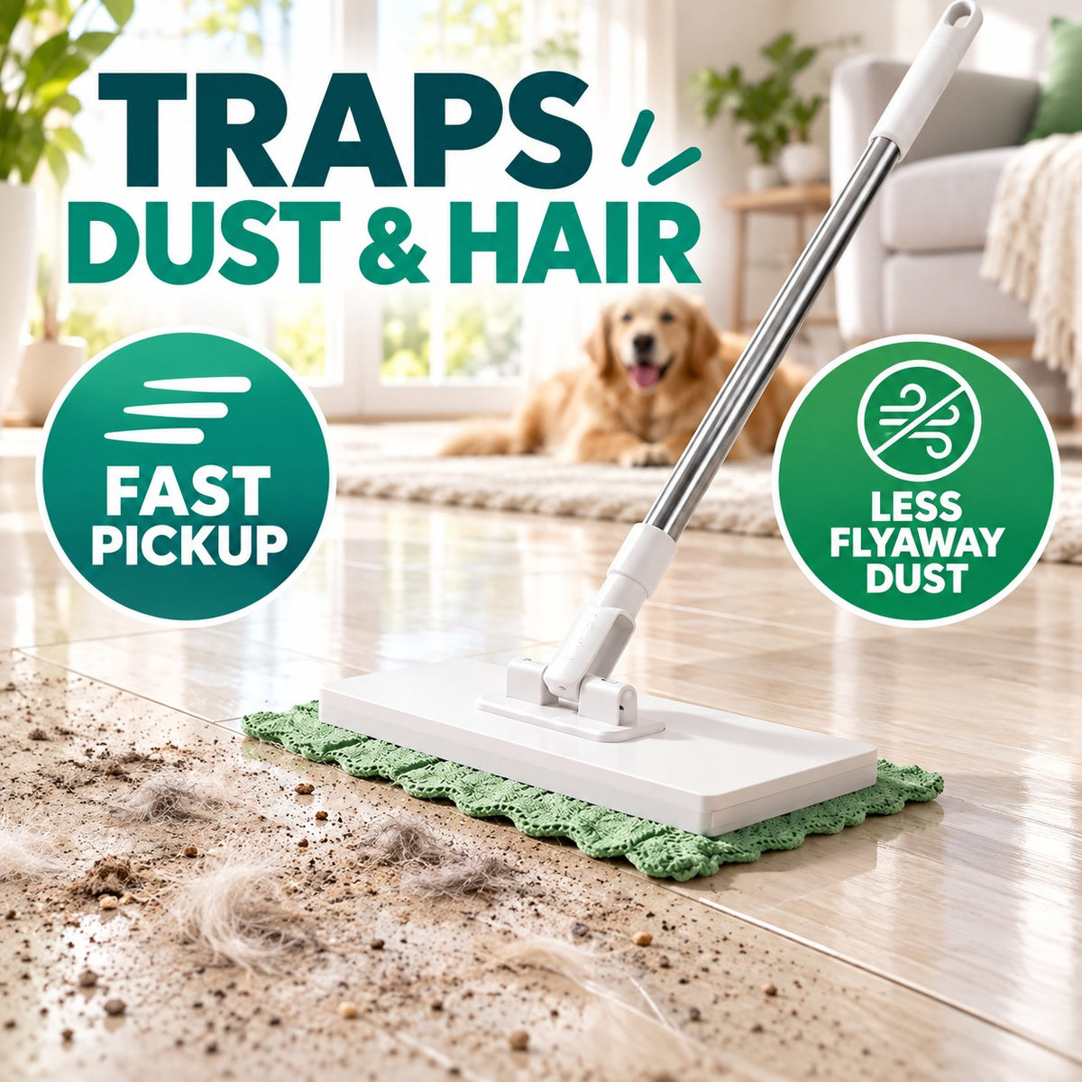 Whole-Home Cleaning Made Easy — Reusable Cloth Flat Mop