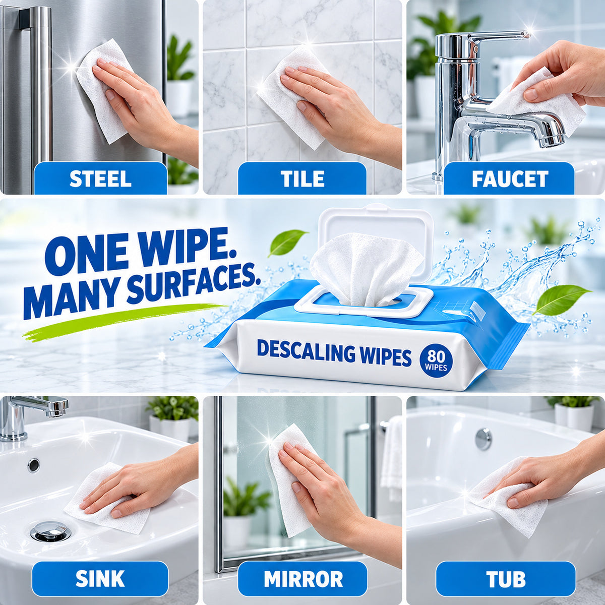 Freshen Up Faster ✨🛁 Multi-Function Descaling Cleaning Wipes