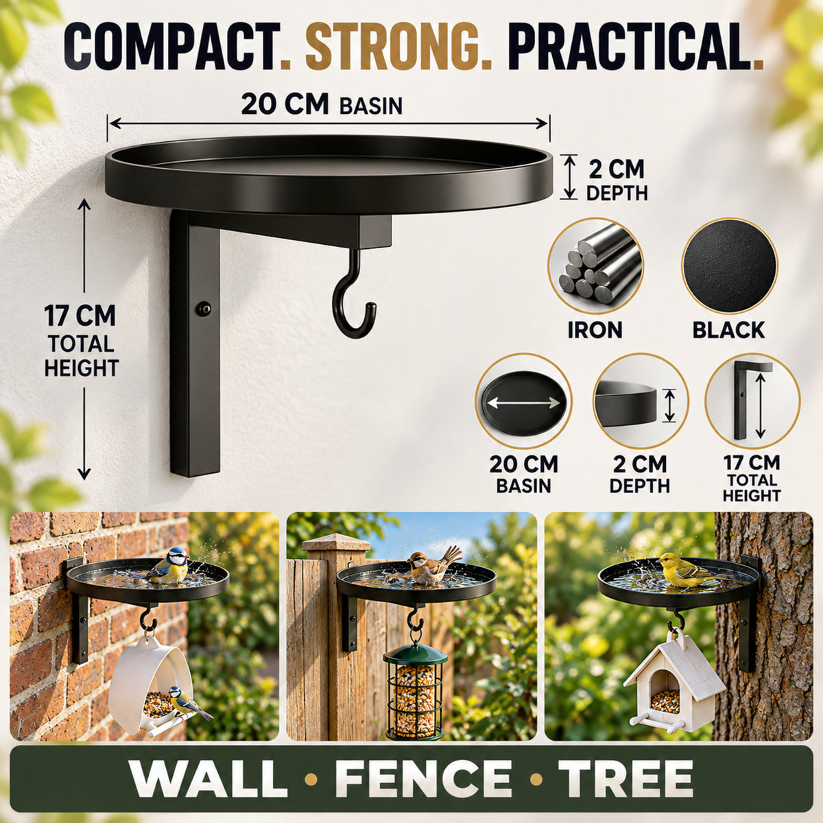 2-in-1 Wall-Mounted Bird Bath & Feeder Hook