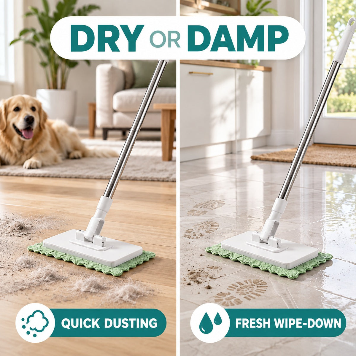 Whole-Home Cleaning Made Easy — Reusable Cloth Flat Mop