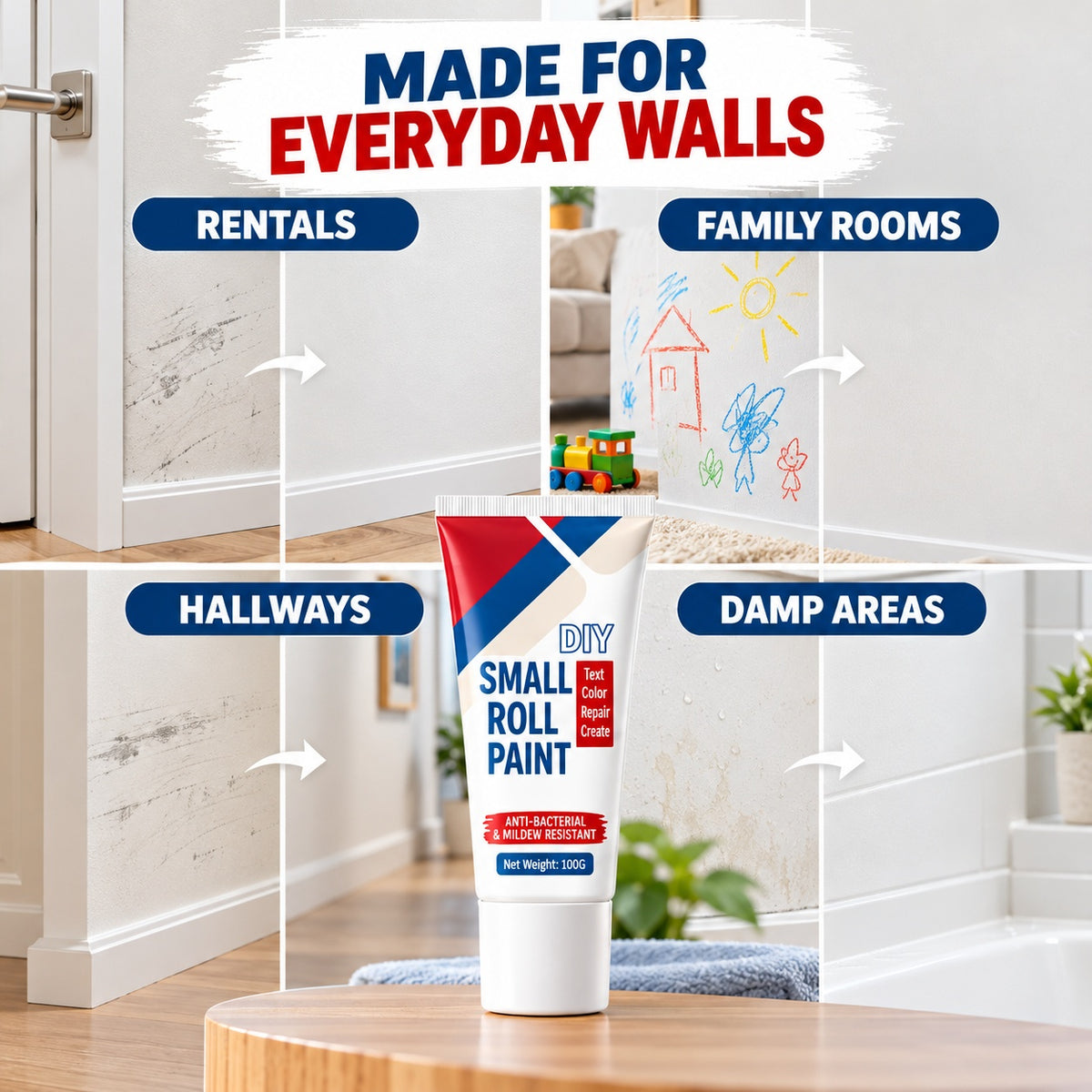 Easy DIY Touch-Ups 🎨🧽 Roll-On Wall Repair Paint