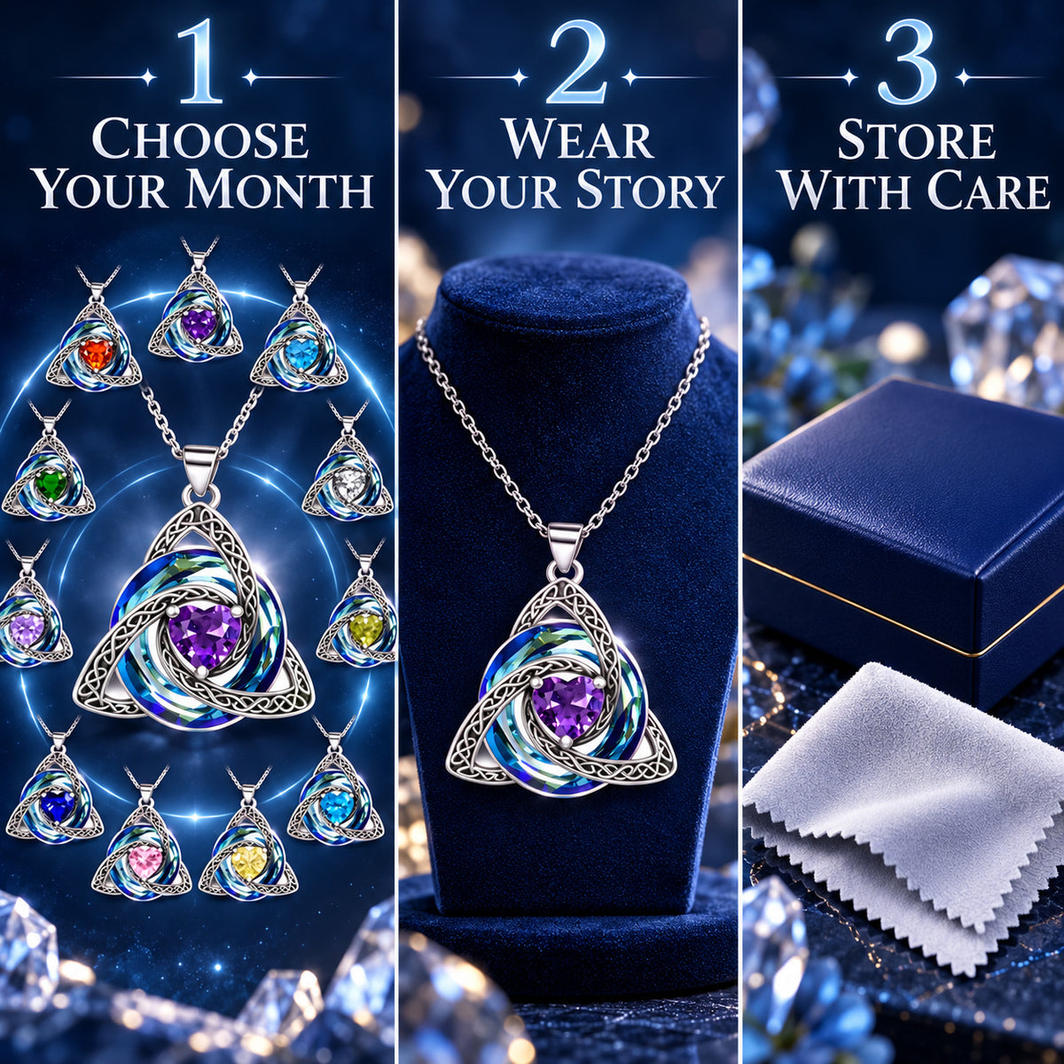 Choose Her Birth Month ♾️✨ Women’s Celtic Crystal Necklace