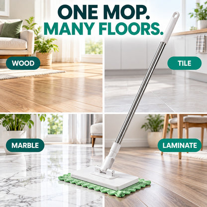 Whole-Home Cleaning Made Easy — Reusable Cloth Flat Mop