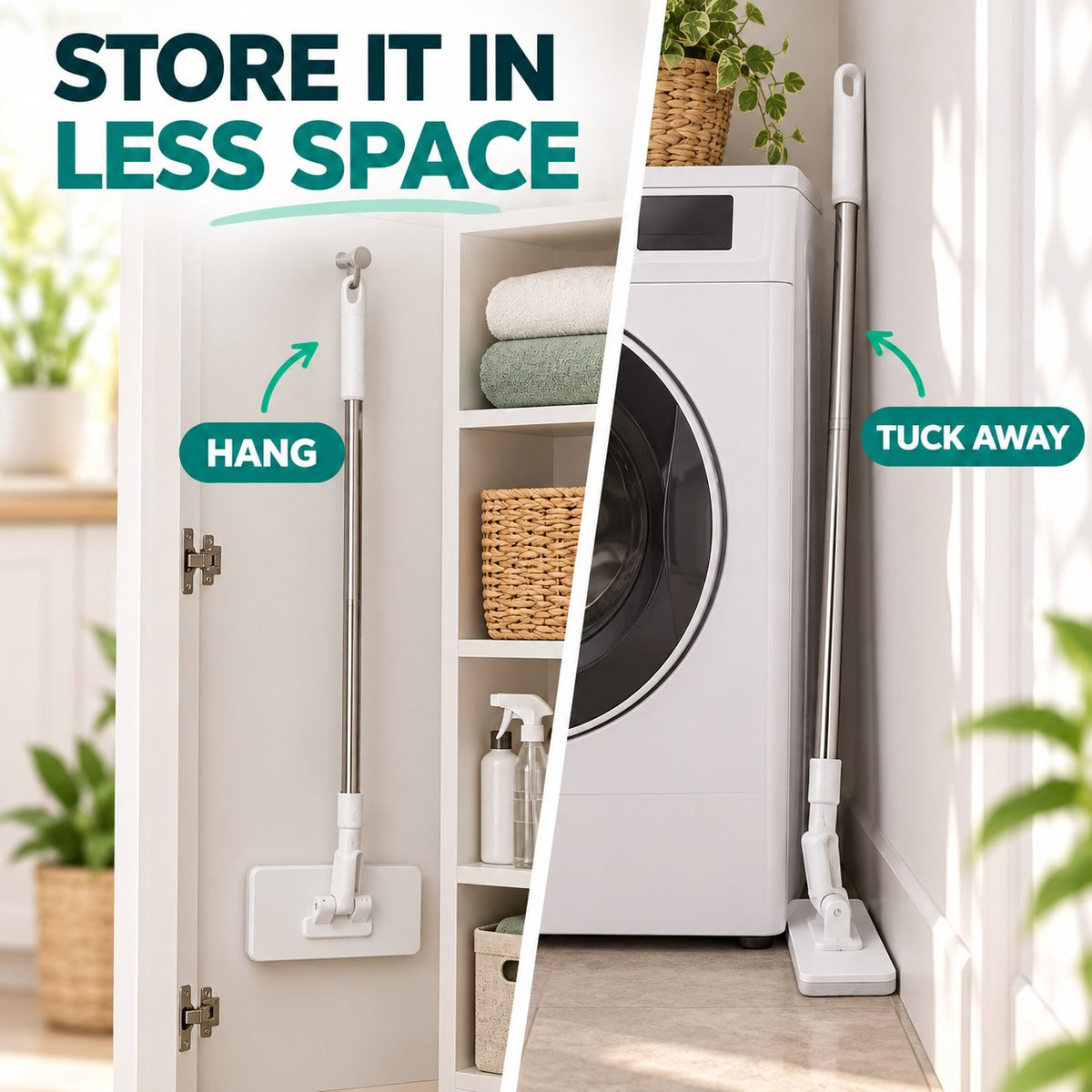 Whole-Home Cleaning Made Easy — Reusable Cloth Flat Mop