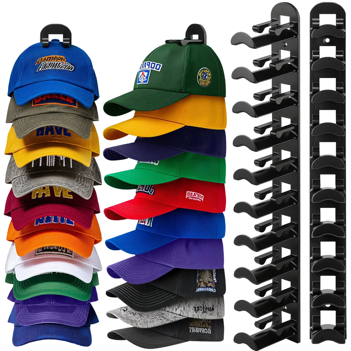 Auvirelo™ Space-Saving Wall Hat Rack — Holds 10 Caps