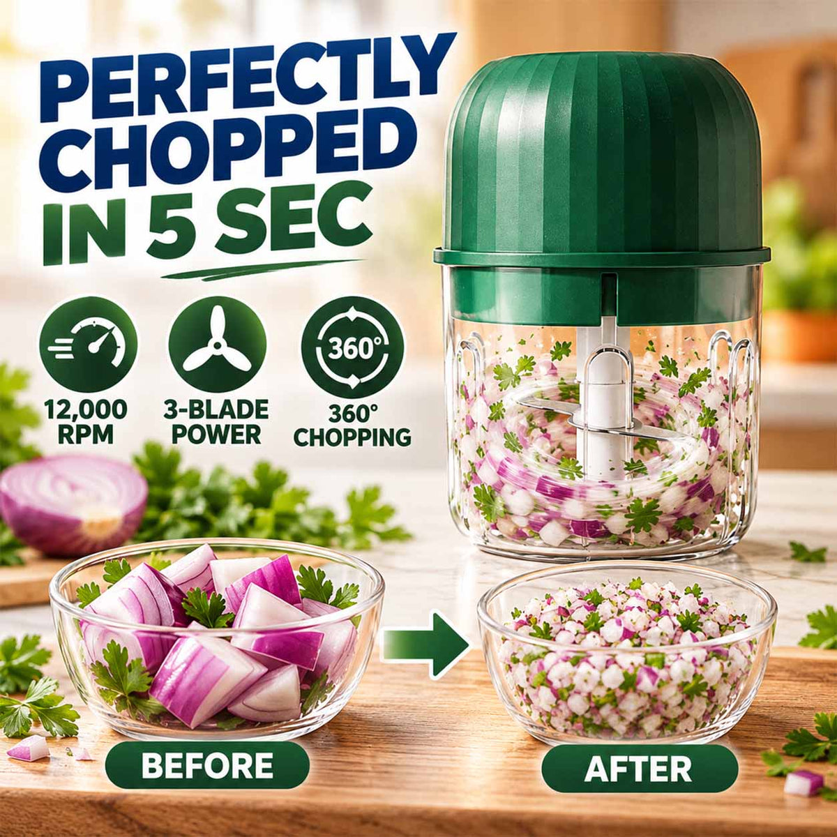 Prep Faster, Cook Smarter | Wireless Mini Food Chopper 🧄⚡