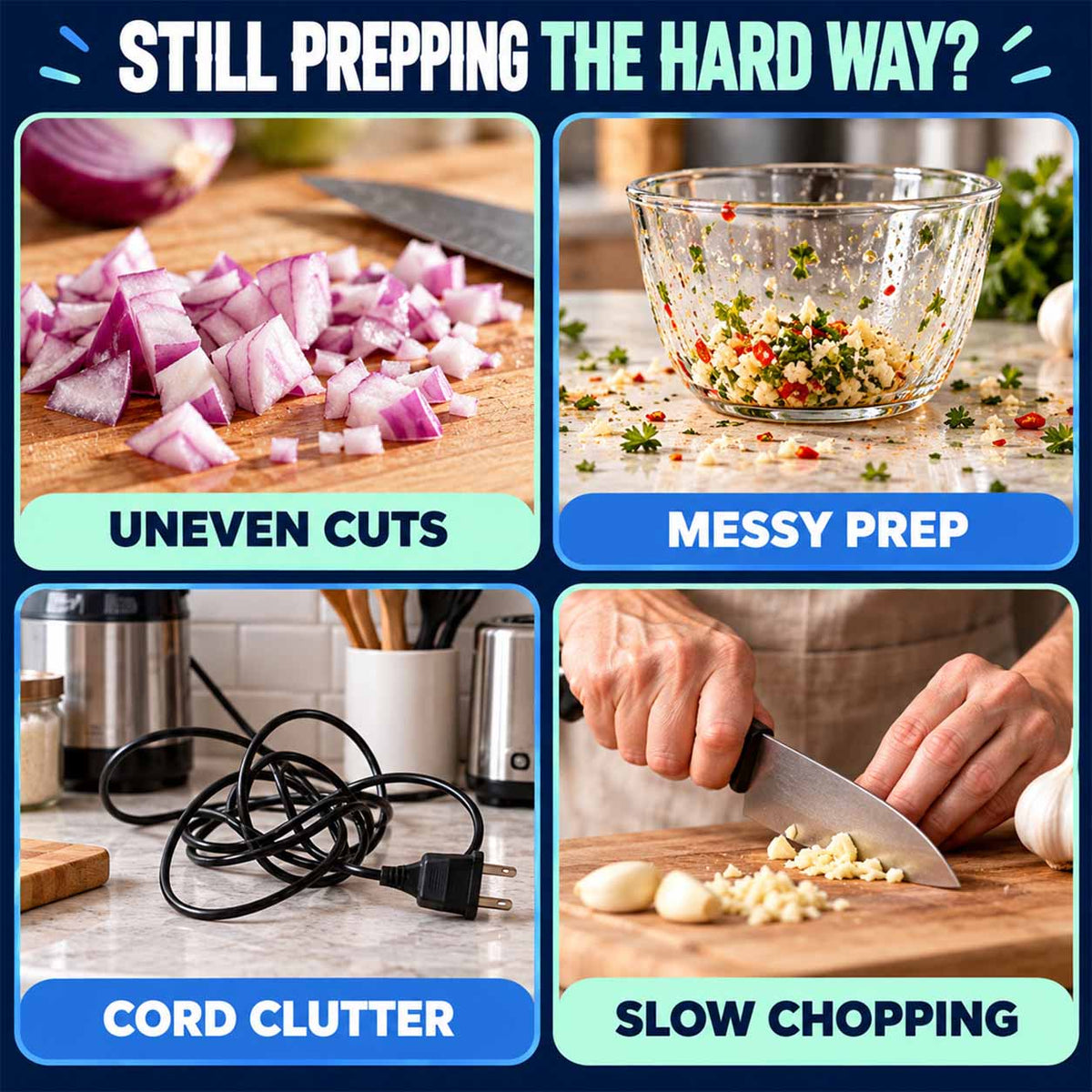 Prep Faster, Cook Smarter | Wireless Mini Food Chopper 🧄⚡