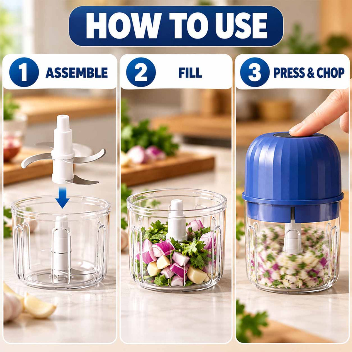 Prep Faster, Cook Smarter | Wireless Mini Food Chopper 🧄⚡