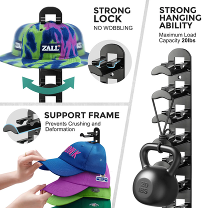 Auvirelo™ Space-Saving Wall Hat Rack — Holds 10 Caps