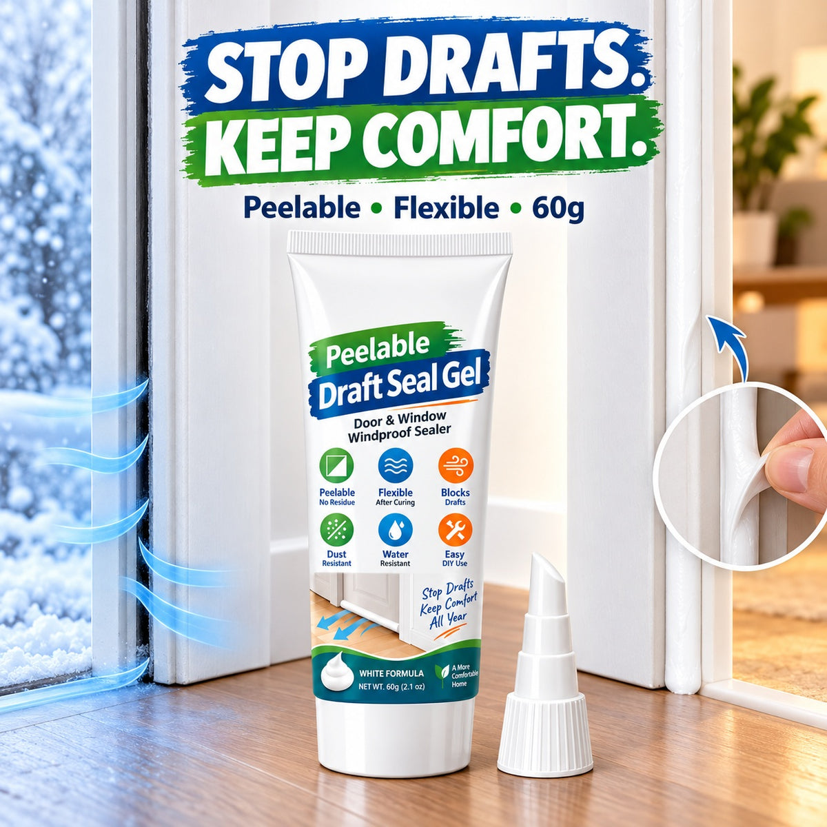 Stop Chilly Drafts 🌬️🪟 White Peelable Gap Sealant