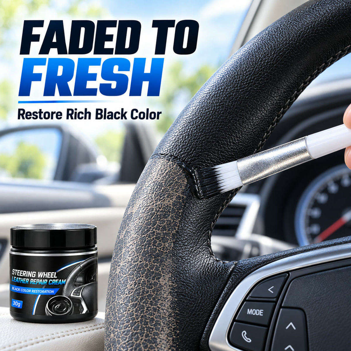 🆕 Refresh Faded Black Leather 🚗✨ Steering Wheel Repair Cream