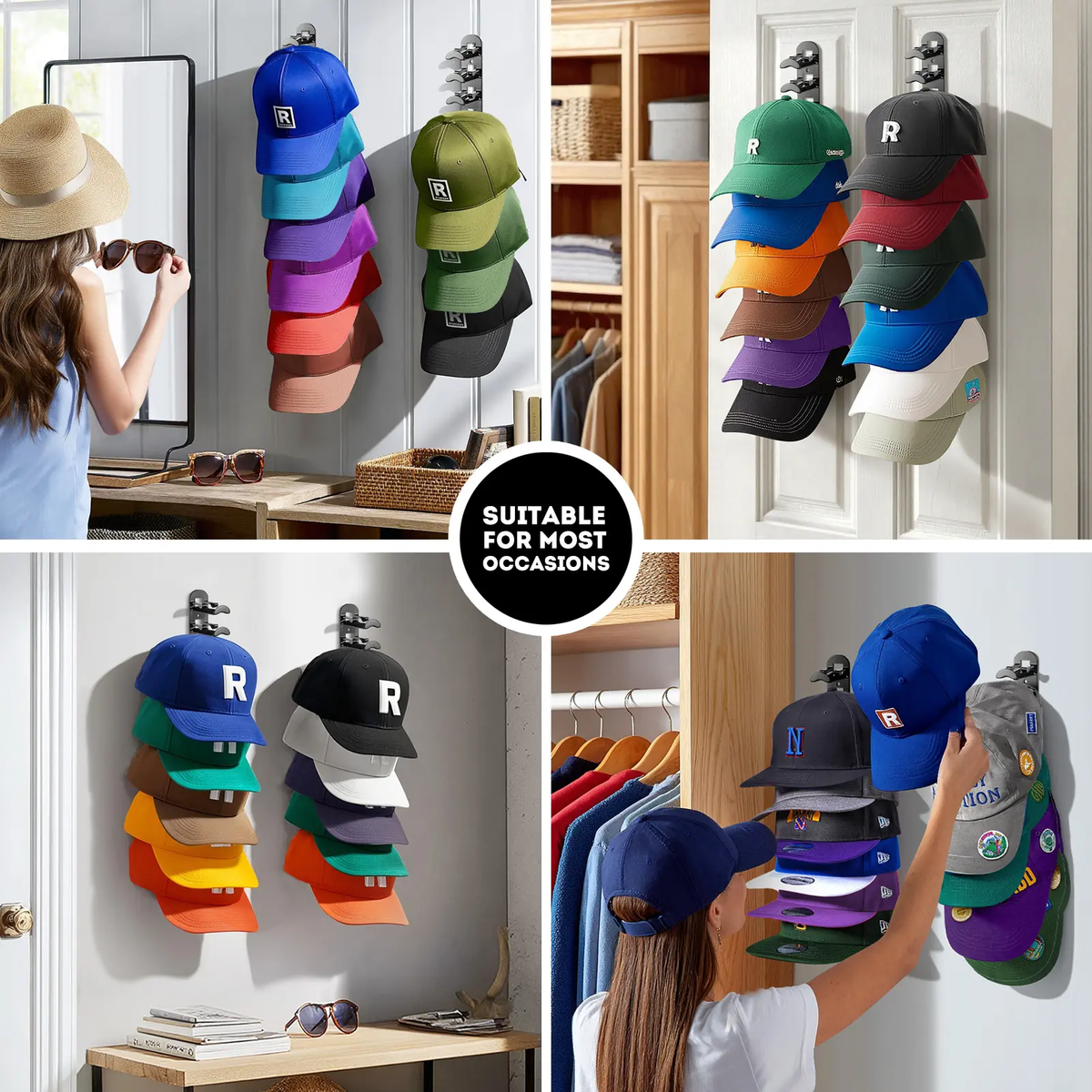 Auvirelo™ Space-Saving Wall Hat Rack — Holds 10 Caps