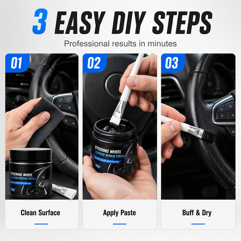 🆕 Refresh Faded Black Leather 🚗✨ Steering Wheel Repair Cream