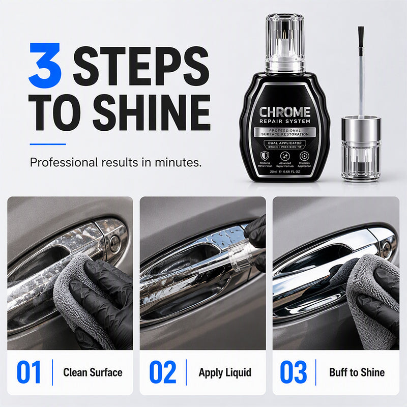 🚗 Chrome Restoration Set – Removes Oxidation & Restores High-Gloss Metallic Finish(offer)