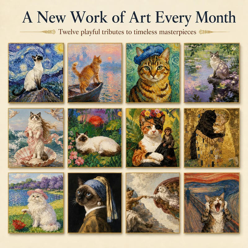 Gift More Daily Smiles 🎁😹 2027 Cat Art Calendar