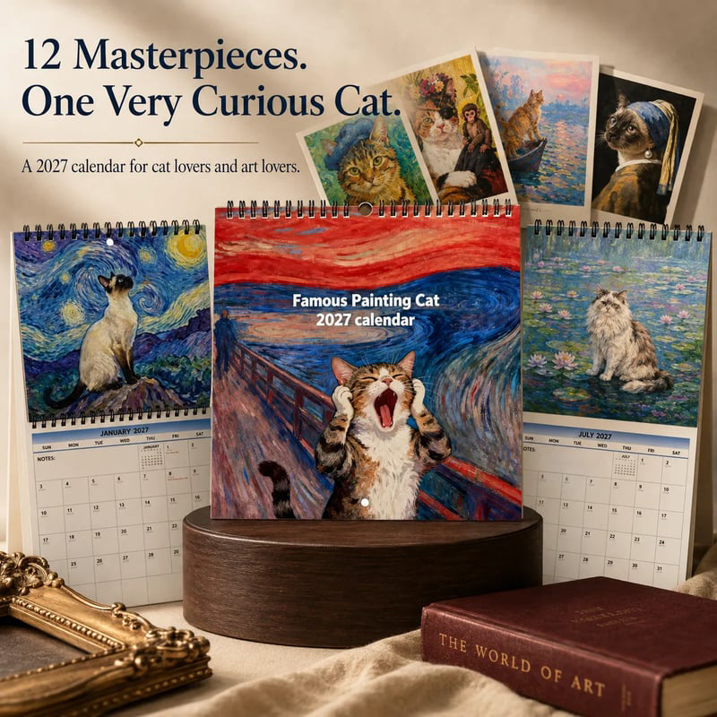 Gift More Daily Smiles 🎁😹 2027 Cat Art Calendar