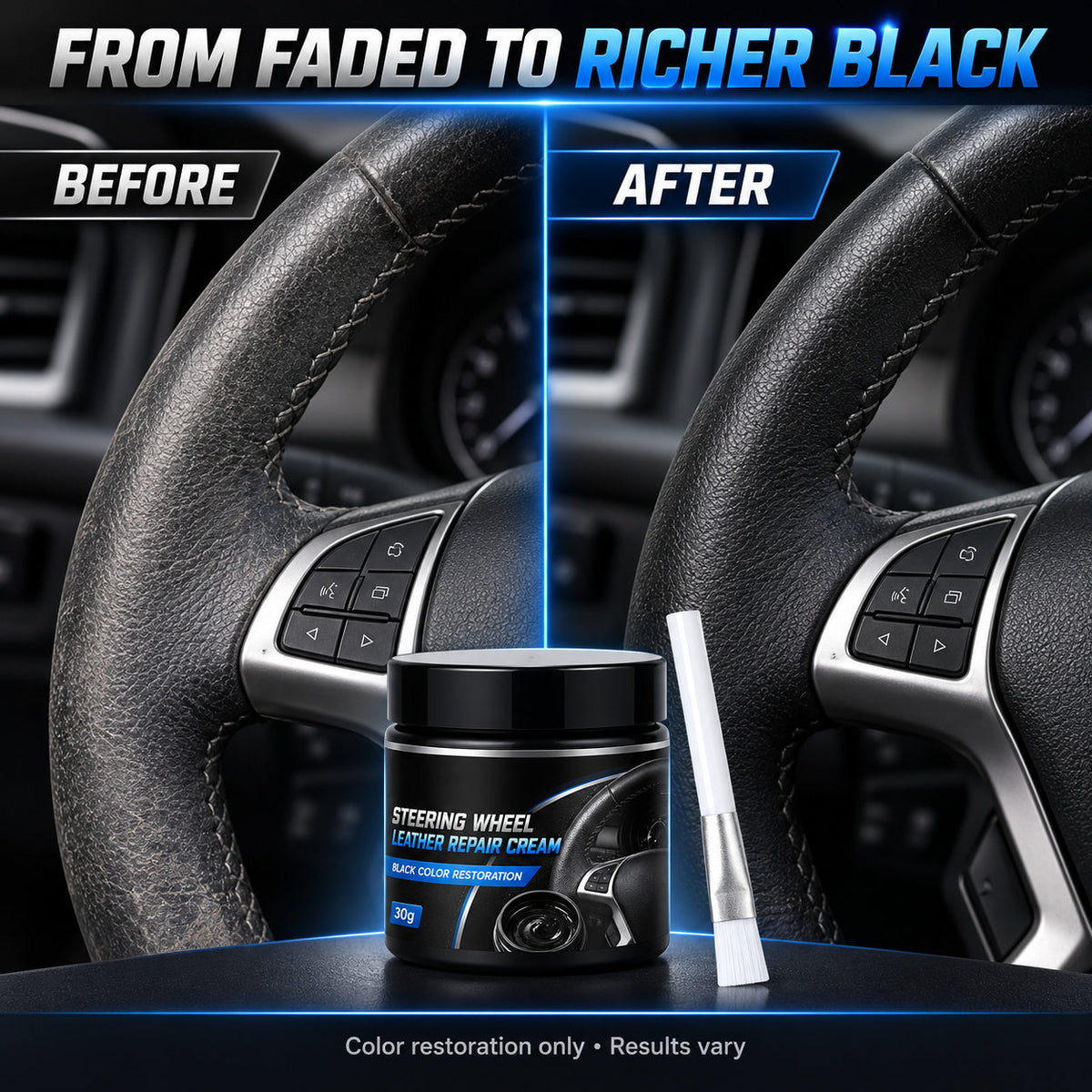 🆕 Refresh Faded Black Leather 🚗✨ Steering Wheel Repair Cream