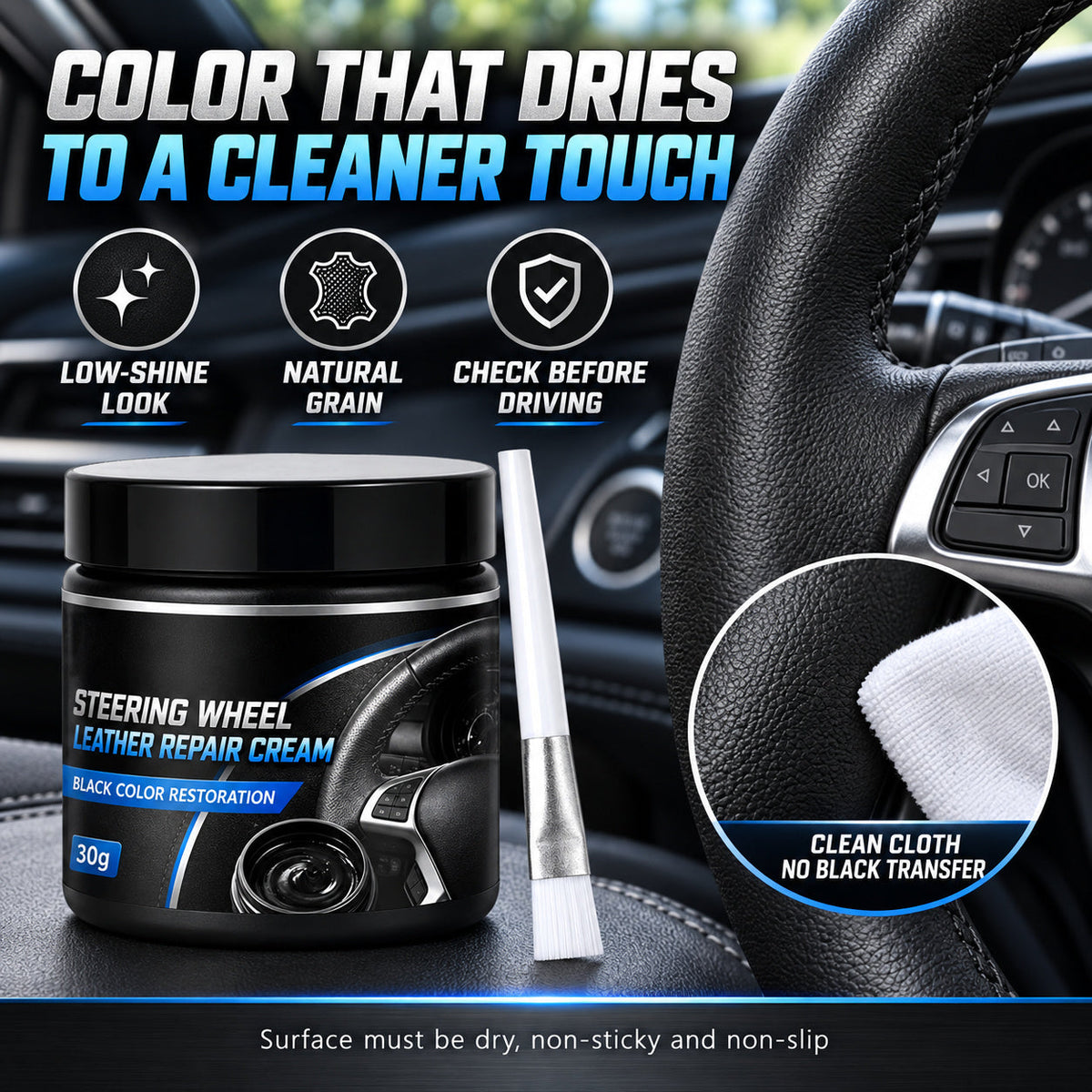 🆕 Refresh Faded Black Leather 🚗✨ Steering Wheel Repair Cream